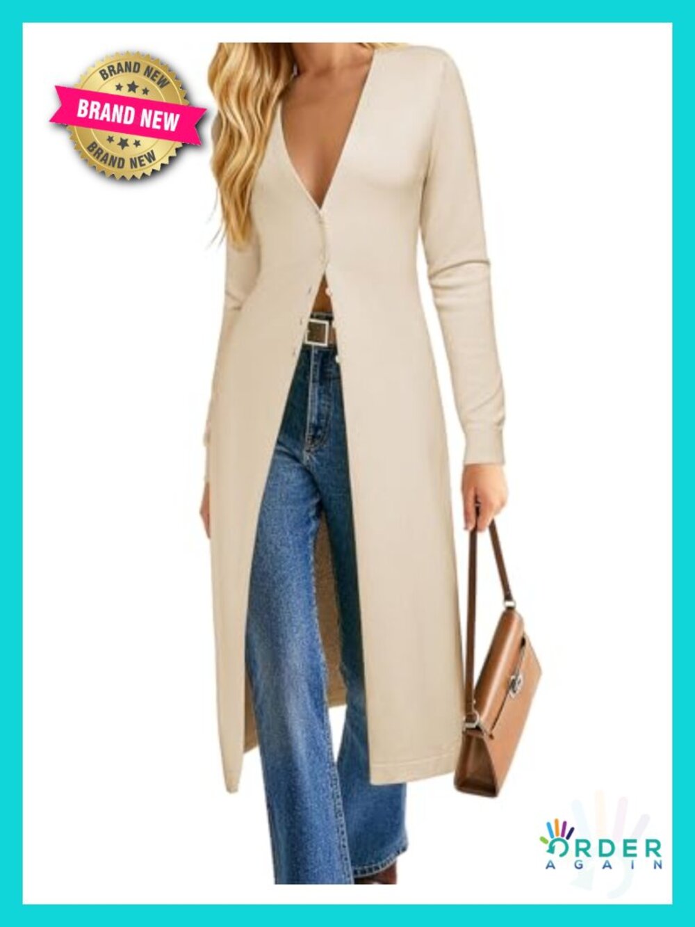 Women's Long Lightweight Knit Cardigan Button Duster Coat